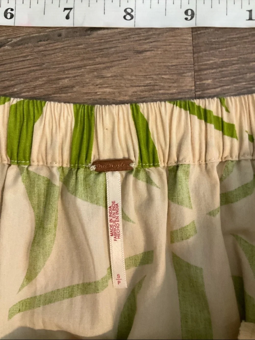 Free People Kenny Set w/ cropped cream tee and green print maxi skirt, S - Picture 9 of 12